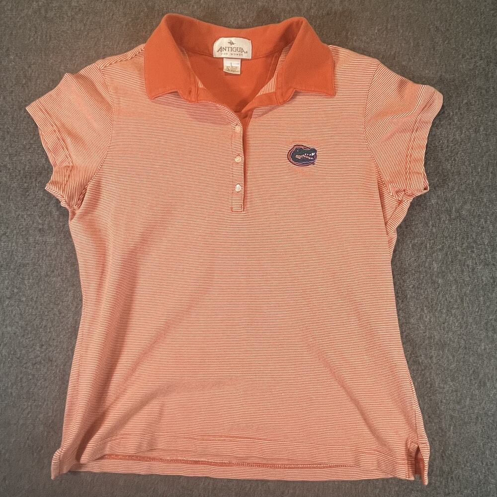 Florida Gators Shirt Polo Womens Large Orange NCAA Golf Tennis Antigua Top